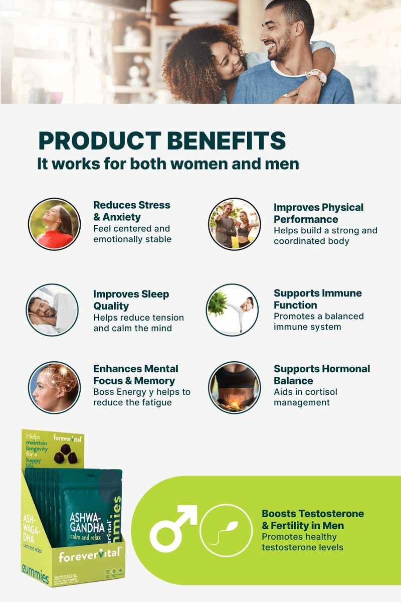 Dispensador de gomitas de ashwagandha Forevervital x10