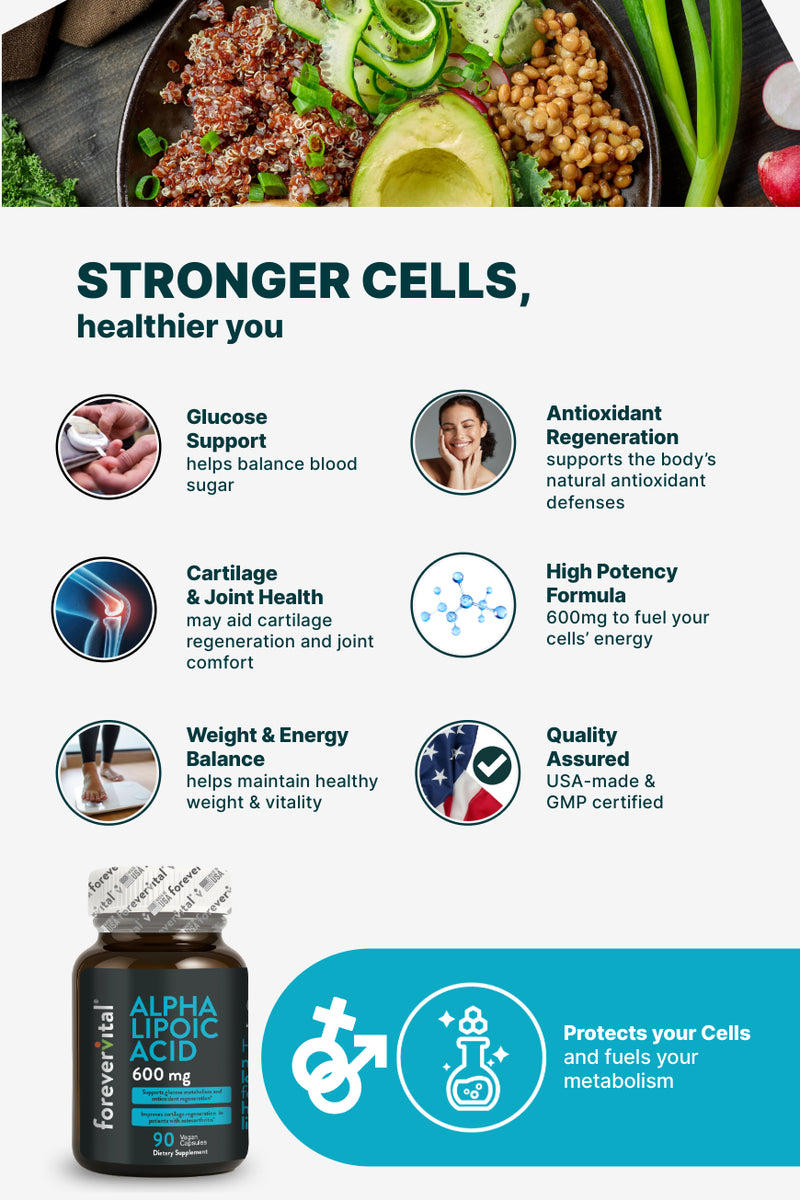 Ácido alfa lipoico Forevervital 600 mg 