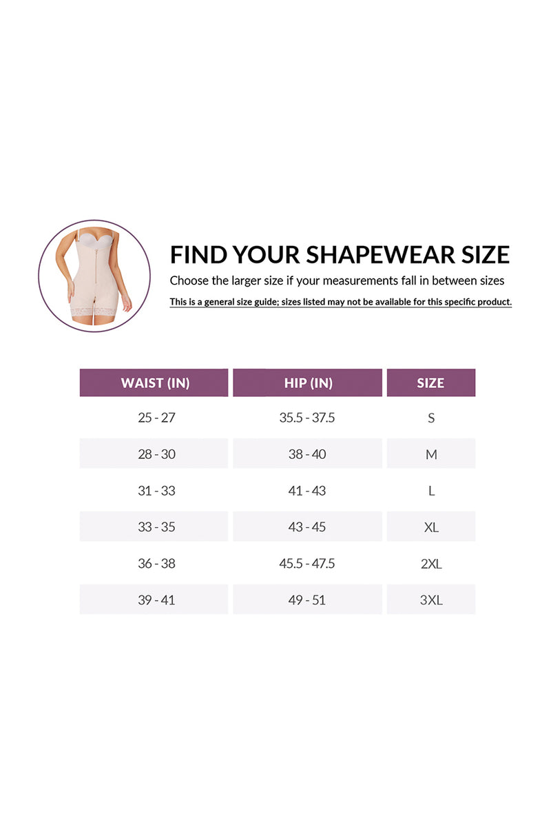 Guía de tallas de Moldeador corporal BBL Effect Chic