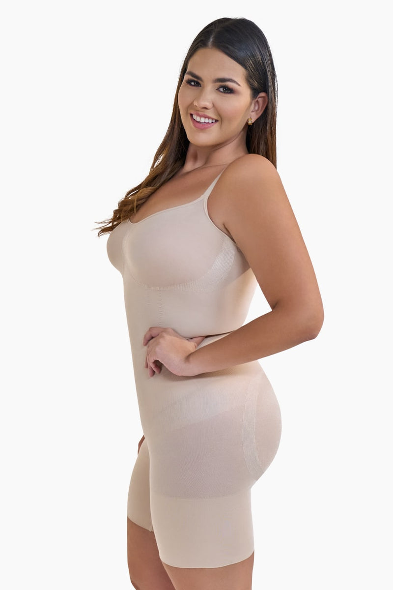 Curveez Full Body Shaper Comfort Evolution in cocoa brown offers all-over compression and bust support for a smooth, sculpted silhouette. Ideal shapewear for tummy, hips, and thighs.