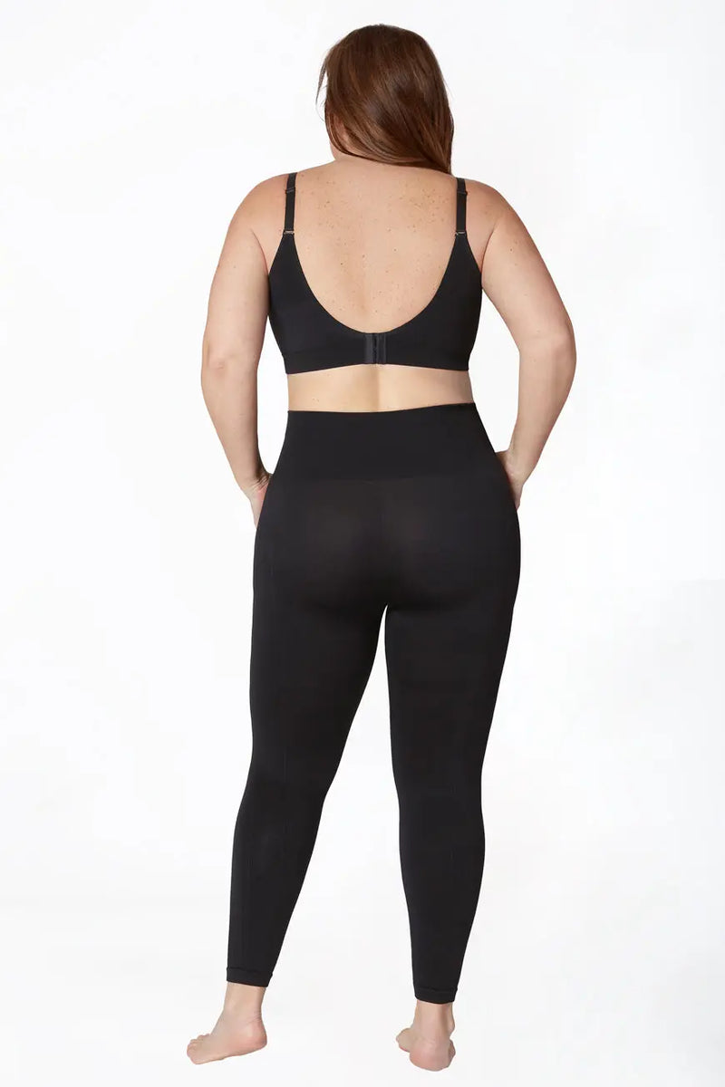Curveez Leggings for Women Relax in black with high waist and moderate compression, designed for shaping hips, thighs, and lifting the booty.